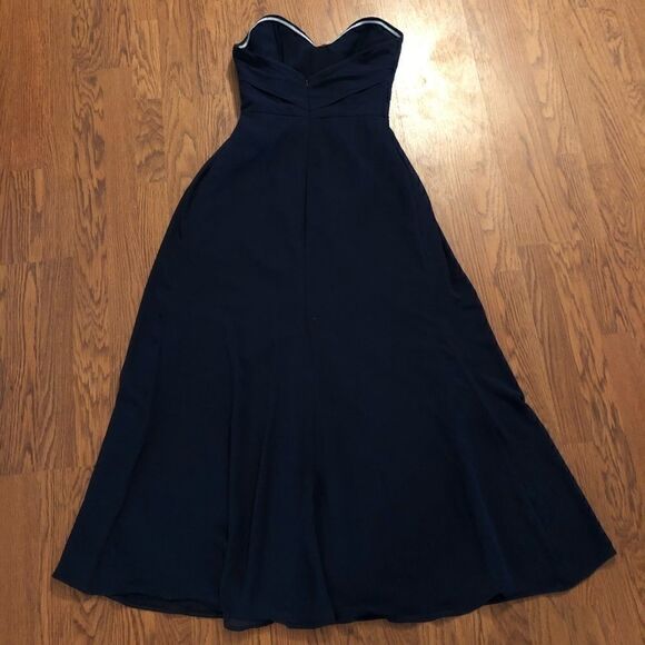 Hayley Paige Occasions Navy Strapless A-Line Gown - Picture 4 of 7